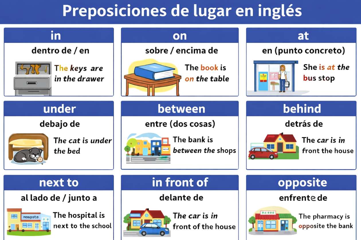 ▷ Preposiciones de lugar en inglés【Tabla completa】