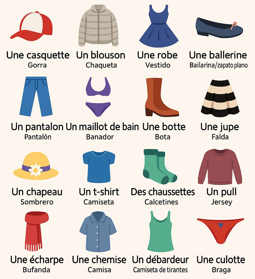 ▷ ROPA en francés:【Ejercicios y ejemplos 】nivel Fácil
